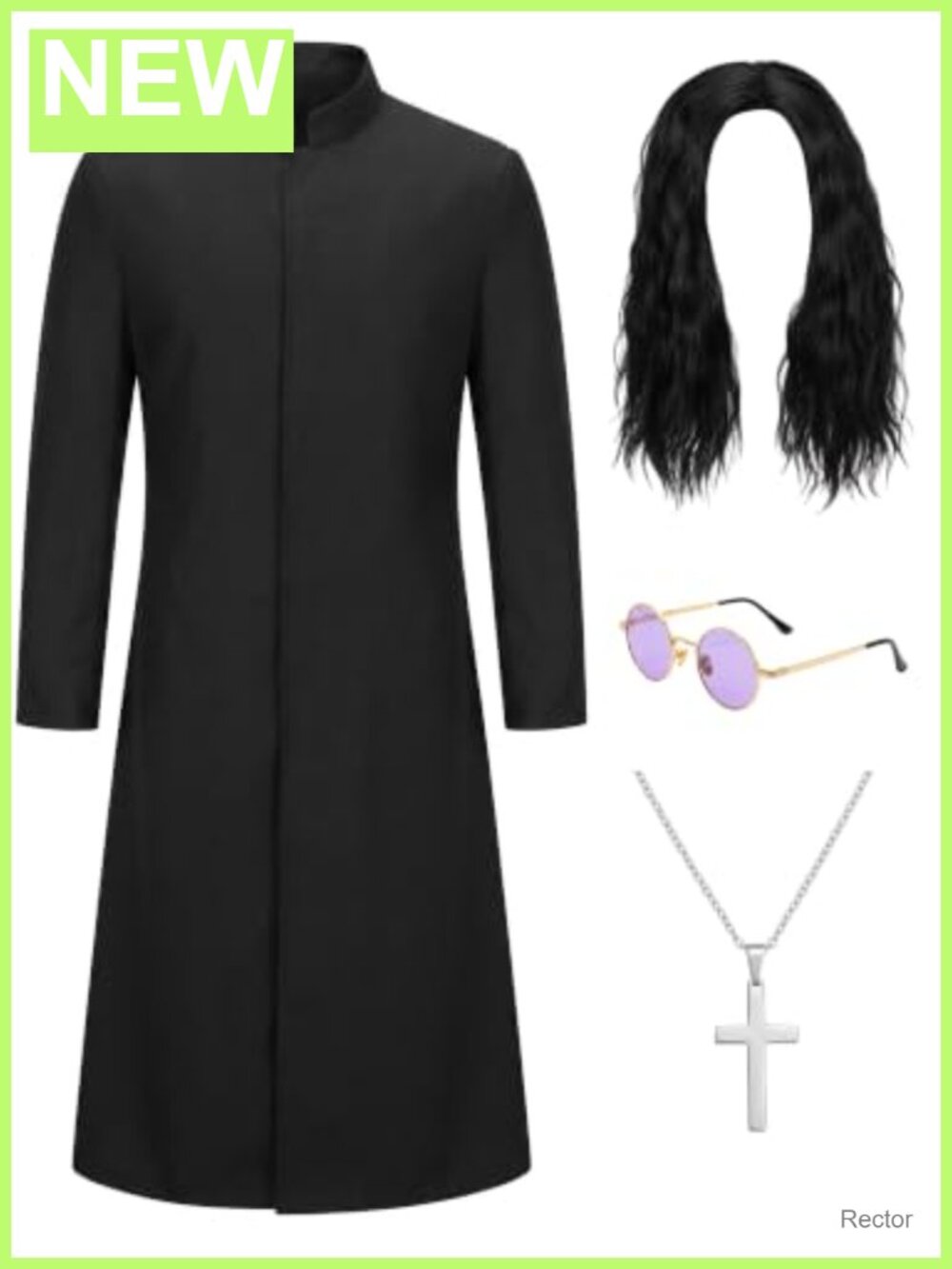 80s Rocker Costume Set with Coat Wig Glasses Necklaces
